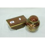 Two Crown Devon Red Ground And Gilt Decorated Lidded Pots