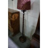 An Early 20th Century Oak Barley Twist Column Standard Lamp