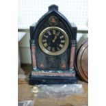 A Victorian Black Slate Encased Steeple Top Mantel Clock