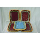 Five 20th Century Majolica Glazed Oblong Serving Dishes With Leaf Borders