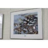 A Limited Edition Coloured Tryon Gallery Print By C F Tunnicliffe, Oyster Catchers And Wading