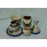 Eight Devon Pottery Motto Ware Pieces