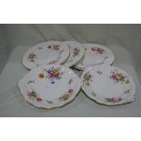 Four Circular Royal Crown Derby Posy Decorated Plates Together With Two Similar Bread And Butter