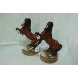 Two 20th Century Capo De Monte Models Of Rearing Horse