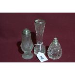 Three Silver Topped Glass Bottles