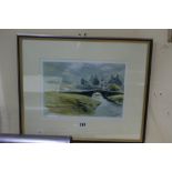 A Limited Edition Coloured Print Of Aberffraw By Keith Andrew, Signed And Numbered In Pencil