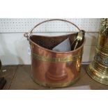 A Copper And Brass Bound Log Bucket