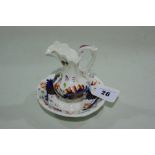 A Gaudy Welsh Pottery Decorated Miniature Jug And Basin