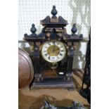 A Pine Encased Pendulum Mantel Clock