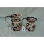 Two Masons Ironstone Octagonal Milk Jugs, One Mandalay Pattern The Other Mandarin Pattern