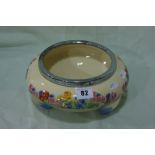 A Wilkinson Royal Staffordshire Pottery Three Footed Circular Fruit Bowl With Floral Transfer Band