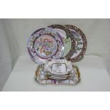 Three Circular Oriental Decorated Plates Together With A Similar Dressing Table Tray Etc