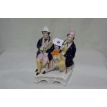 A Staffordshire Pottery Tavern Group "Tam O Shanter And Souter Johnnie"