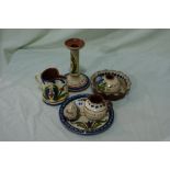 Eight Pieces Of Devon Pottery Motto Ware