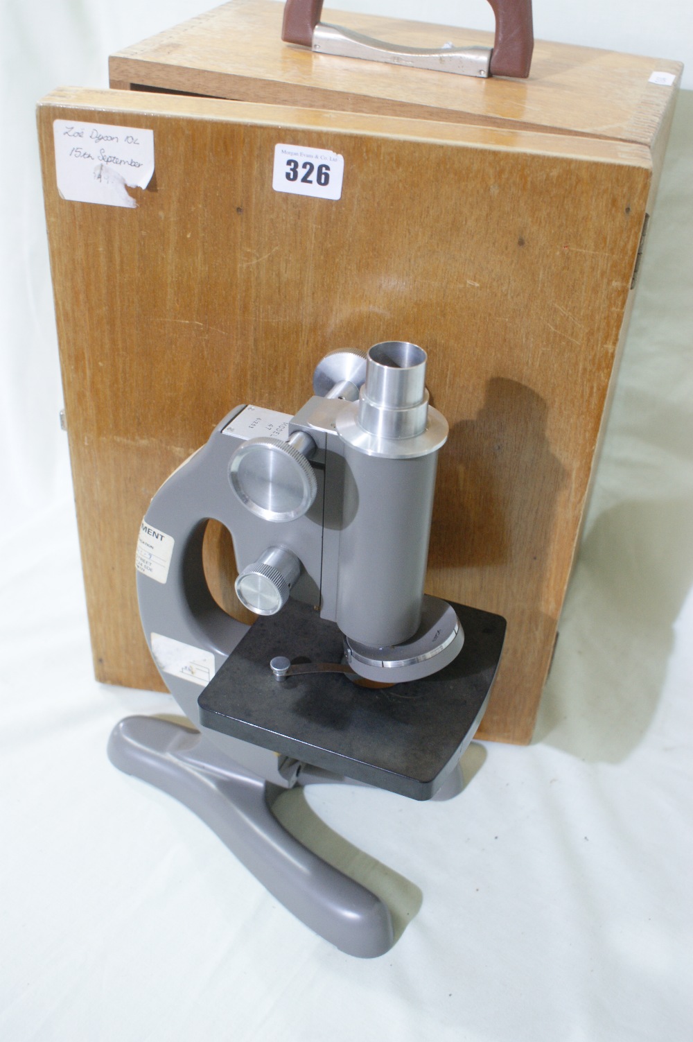 A Cased Mid 20th Century Grey Finish Beck Microscope