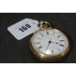 An 18 Carat Gold Encased Gents Pocket Watch With Stopwatch Button The Circular White Dial Numbered