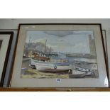 J P Williams Water Colour, View Of Caernarfon Castle And Harbour Together With A Limited Edition