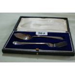 A Boxed Silver Fork And Spoon Set