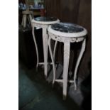 A Pair Of Circular Marble Topped Jardiniere Stands