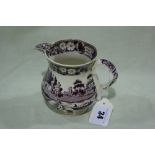 An Early 19th Century Purple And White Transfer Decorated Pearl Ware Jug