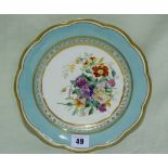 A Victorian Period Circular Davenport Dessert Plate With Painted Floral Spray