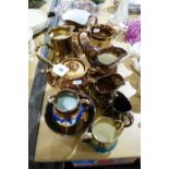 Nine Copper Lustre Decorated Jugs Together With A Whitbread Beer Advertising Water Jug