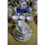 A Twenty-One Piece Roslyn China Floral Decorated Tea Set Together With A Quantity Of Willow