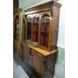 A Victorian Oak And Mahogany Three Door Bookcase Cupboard