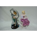 Two Contemporary Franklin Mint Dancing Ladies Figurines