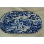 A 19th Century Rogers Blue And White Transfer Decorated Meat Plate Decorated In The "Musketeer"