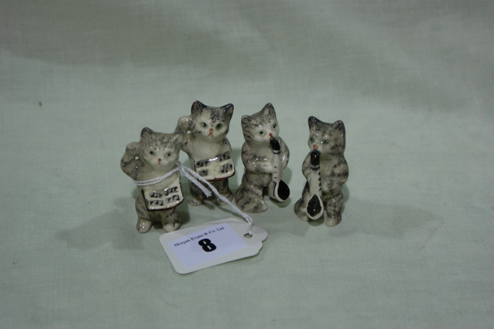 Four Beswick Miniature Cat Musician Figures