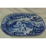 A 19th Century Rogers Blue And White Transfer Decorated Meat Plate Decorated In The "Musketeer"