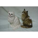 Two Different Colour Versions Of Beswick Long Haired Cats