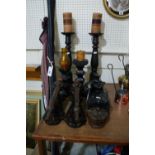 A Quantity Of Mid 20th Century Wooden Candle Sticks And Holders