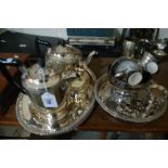 A Four Piece Plated Tea Service With Further Plated Ware