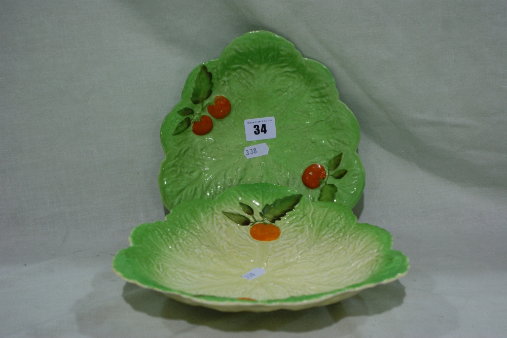 Two Carlton Ware Salad Leaf Dishes
