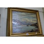 Edwardian School, Oil On Card, Scottish Mountain And Lake View, Signed