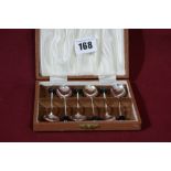 A Cased Set Of Six Silver Coffee Spoons With Coffee Bean Tops