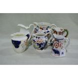 Six Various Gaudy Welsh Pottery Milk And Cream Jugs