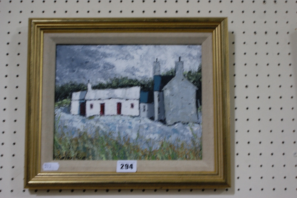 Wyn Hughes, Oil On Board, Study Of An Anglesey Farmhouse And Outbuildings, Signed