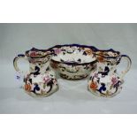 A Pair Of Masons Ironstone Mandalay Pattern Panelled Jugs Together With A Mandalay Pattern