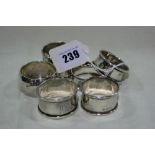 Six Various Silver Serviette Rings