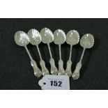 A Set Of Six Silver Coffee Spoons Of Scalloped Form, Sheffield 1902-1903 Maker Mapin & Webb