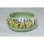 A Circular Clarice Cliff Moulded Pottery Fruit Bowl With Stylised Leaf And Berry Design, 8"