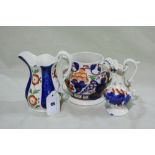 Three Gaudy Welsh Pottery Cream Jugs