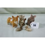 Five Miniature Beswick Figures Including Koala, Corgi Dog And Mouse
