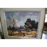 Sandrini, Oil On Canvas, Wooded Landscape Scene, Signed