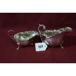 A Silver Three Footed Sauce Boat, London 1915 Together With A Similar Larger Silver Plated Sauce