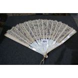 A 19th Century Mother Of Pearl And Lace Fan