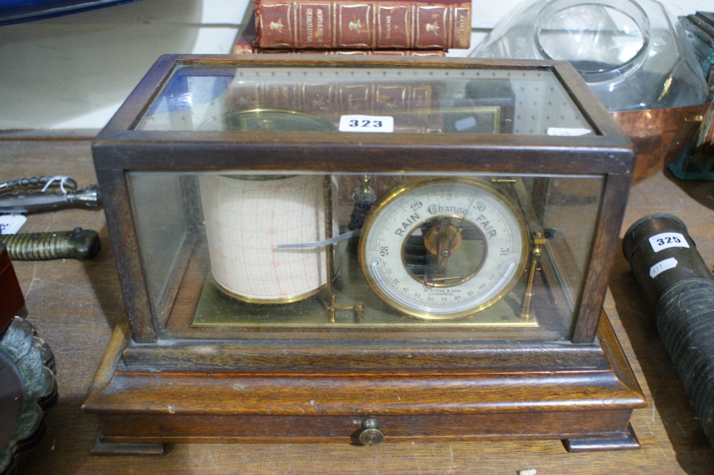 An Early 20th Century Oak Encased Barograph With Circular Dial Marked M Stone & Son, Liverpool